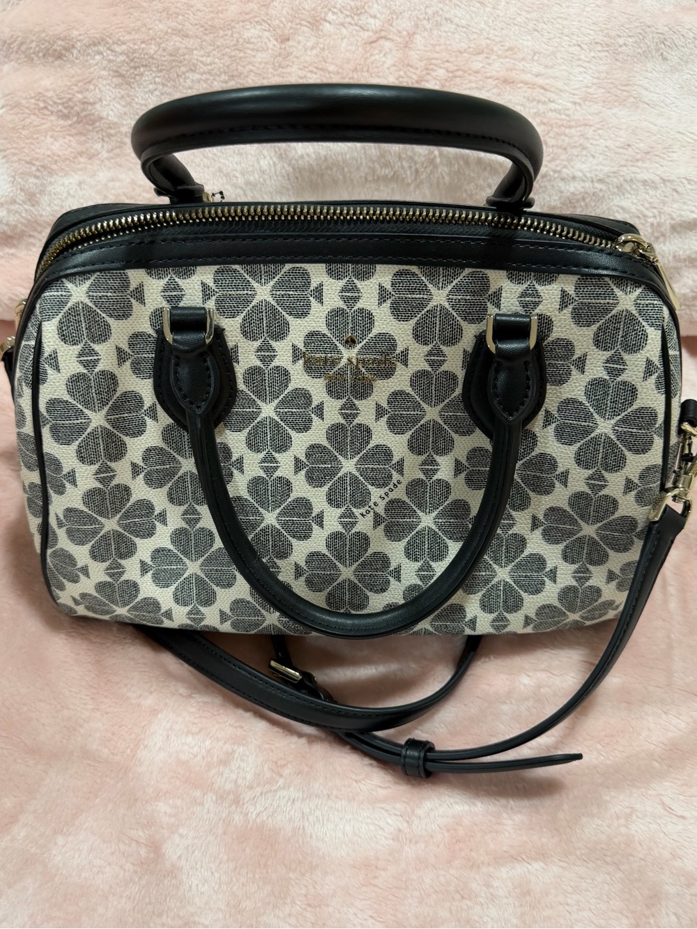 Kate Spade Black and Ivory Floral Jacquard Satchel